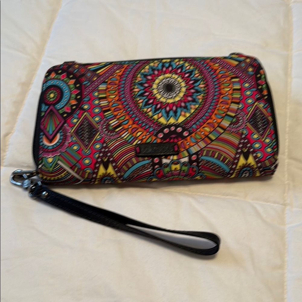 Sakroots Red and Pink Mandala Wristlet Clutch